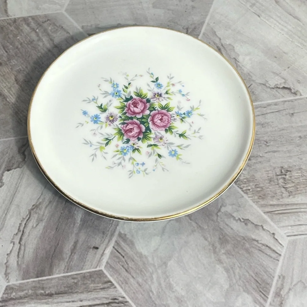 Vintage Schumann Arzberg Bavaria Floral Plate 4.75” Germany Gilt Trim